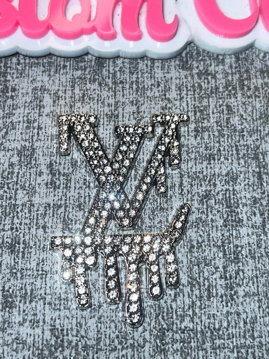 Rhinestone Drip Letter Luxe Flat Back Metal Charm – Statement Bling DIY Charm