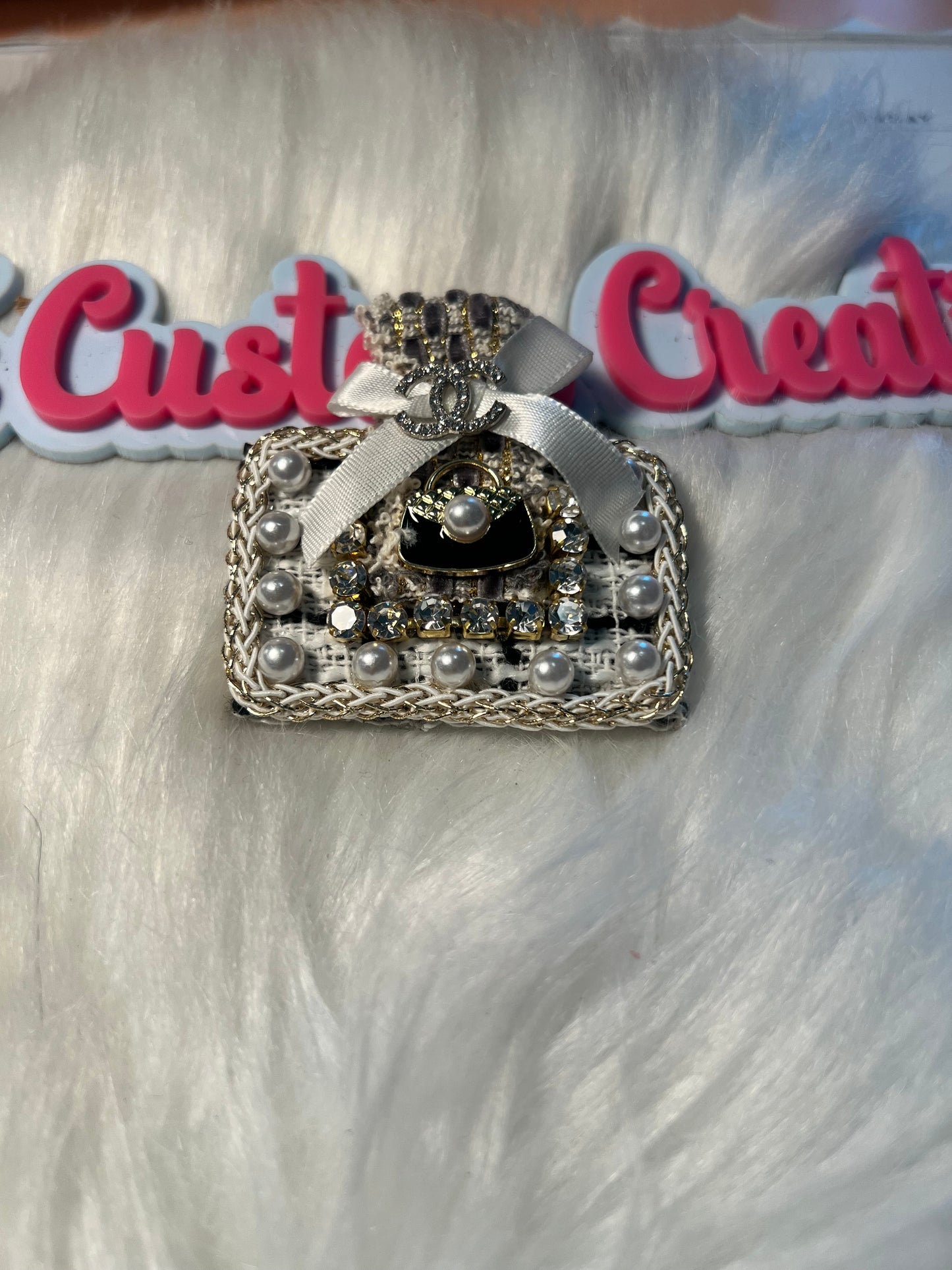 White Square CC Brooch