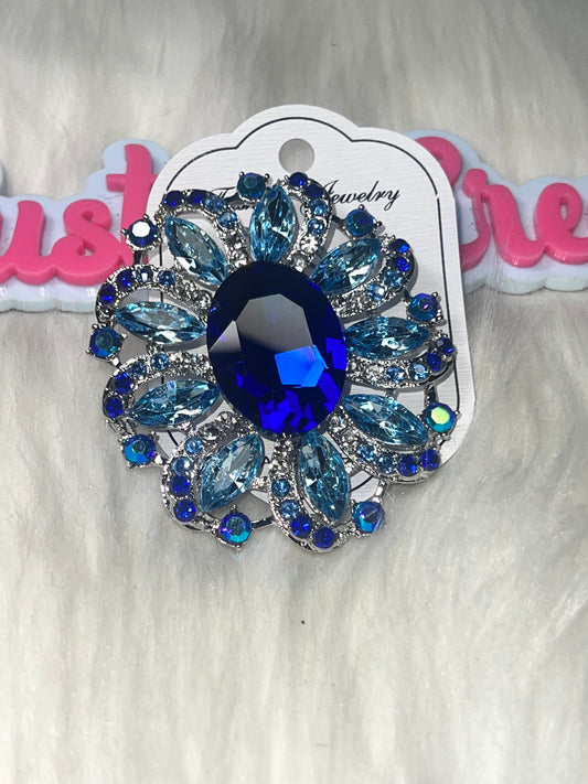 ✨ Crystal Flower Pin Brooch Blue