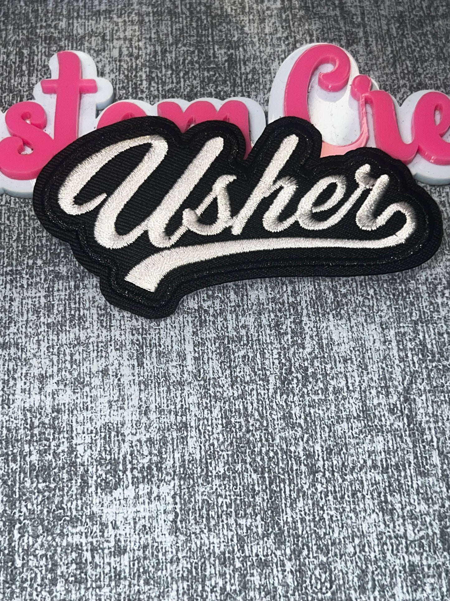 Classic script style patch perfect for concert fashion & custom DIY projects