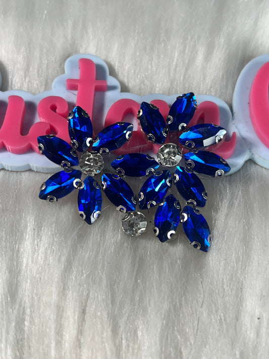 Royal Blue Crystal Floral Duo