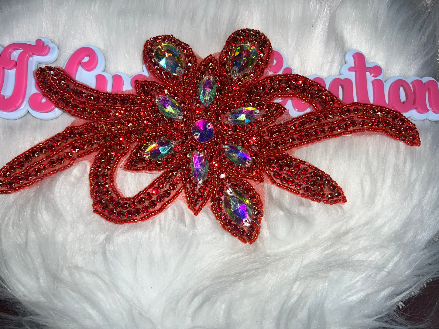 ❤️🔥 Red Crystal Floral Appliqué