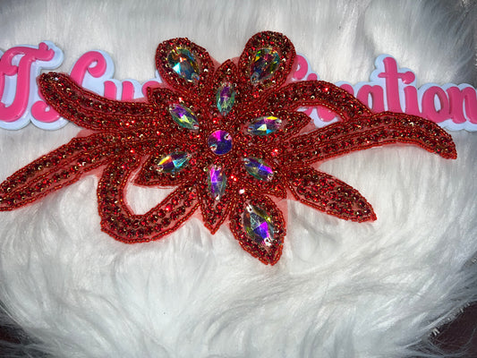❤️🔥 Red Crystal Floral Appliqué