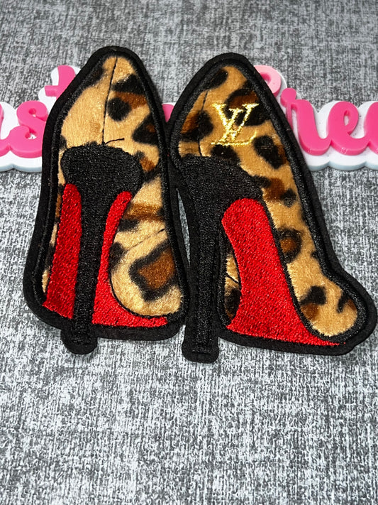 Leopard Print High Heel Embroidered Patch – Fashion Shoe Iron-On Applique