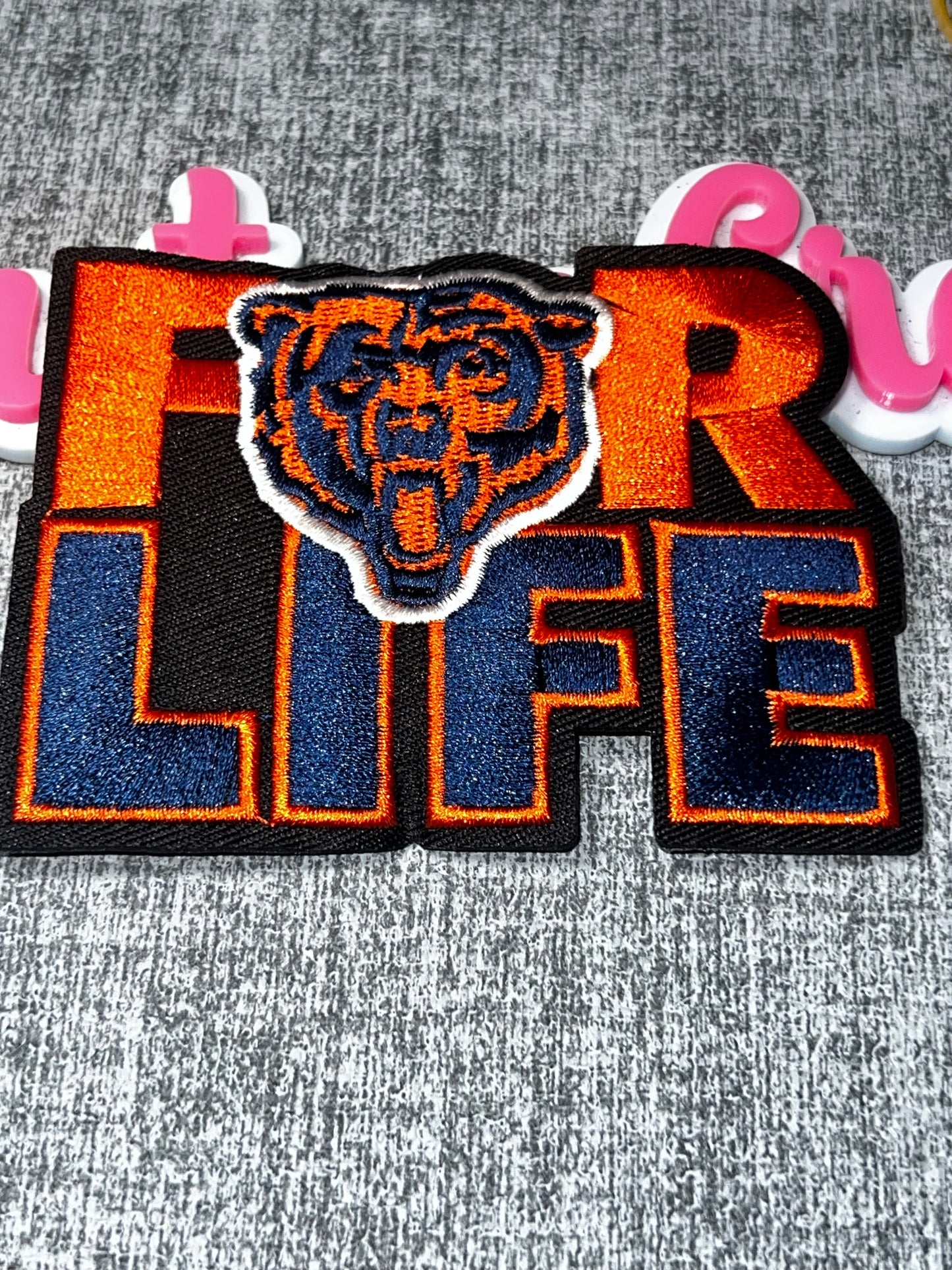 Orange Navy Bear For Life Patch – Embroidered Iron On Applique
