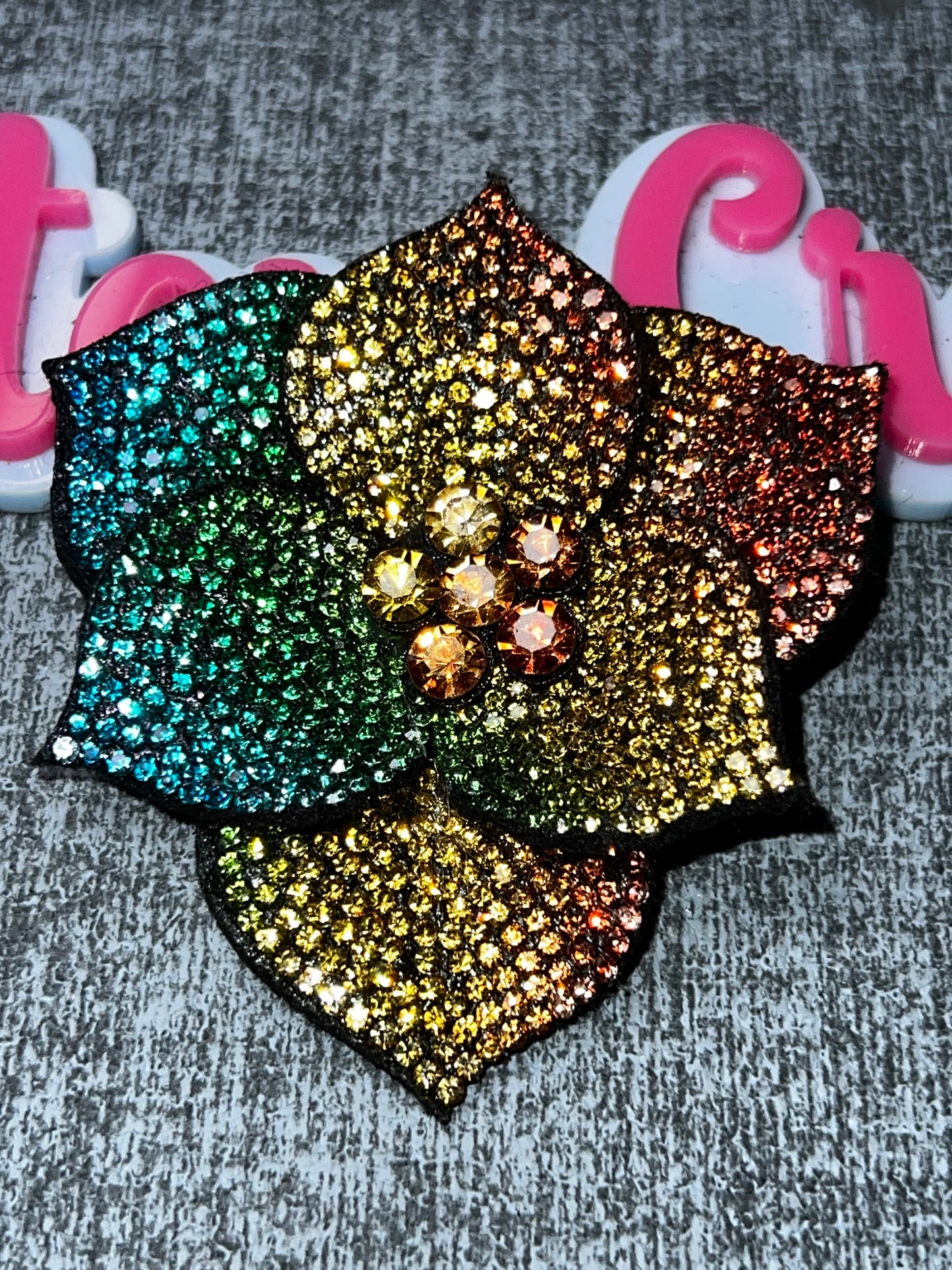Multicolor Rhinestone Flower Applique – Crystal Floral Embellishment Patch