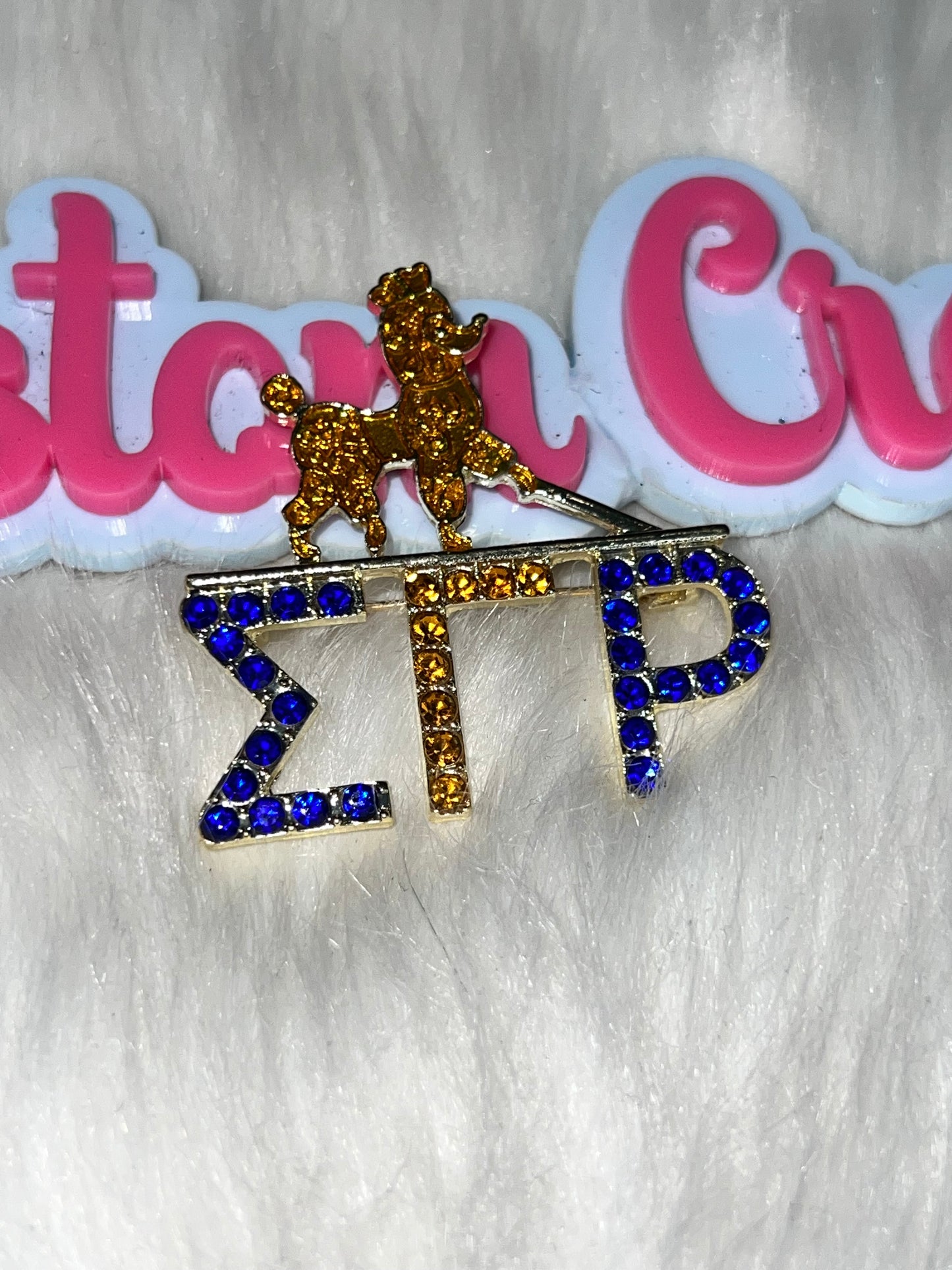 Sapphire & Gold Sigma Poodle Brooch