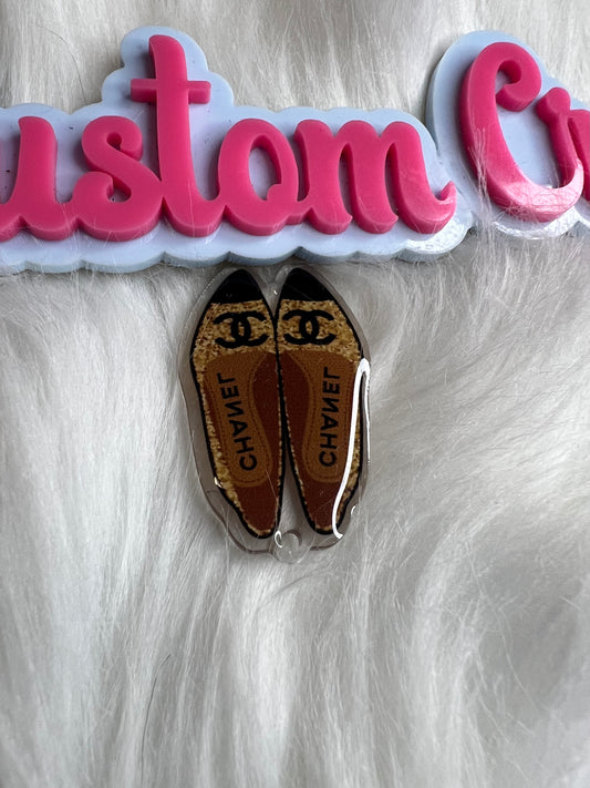 Gold Black CC slippers
