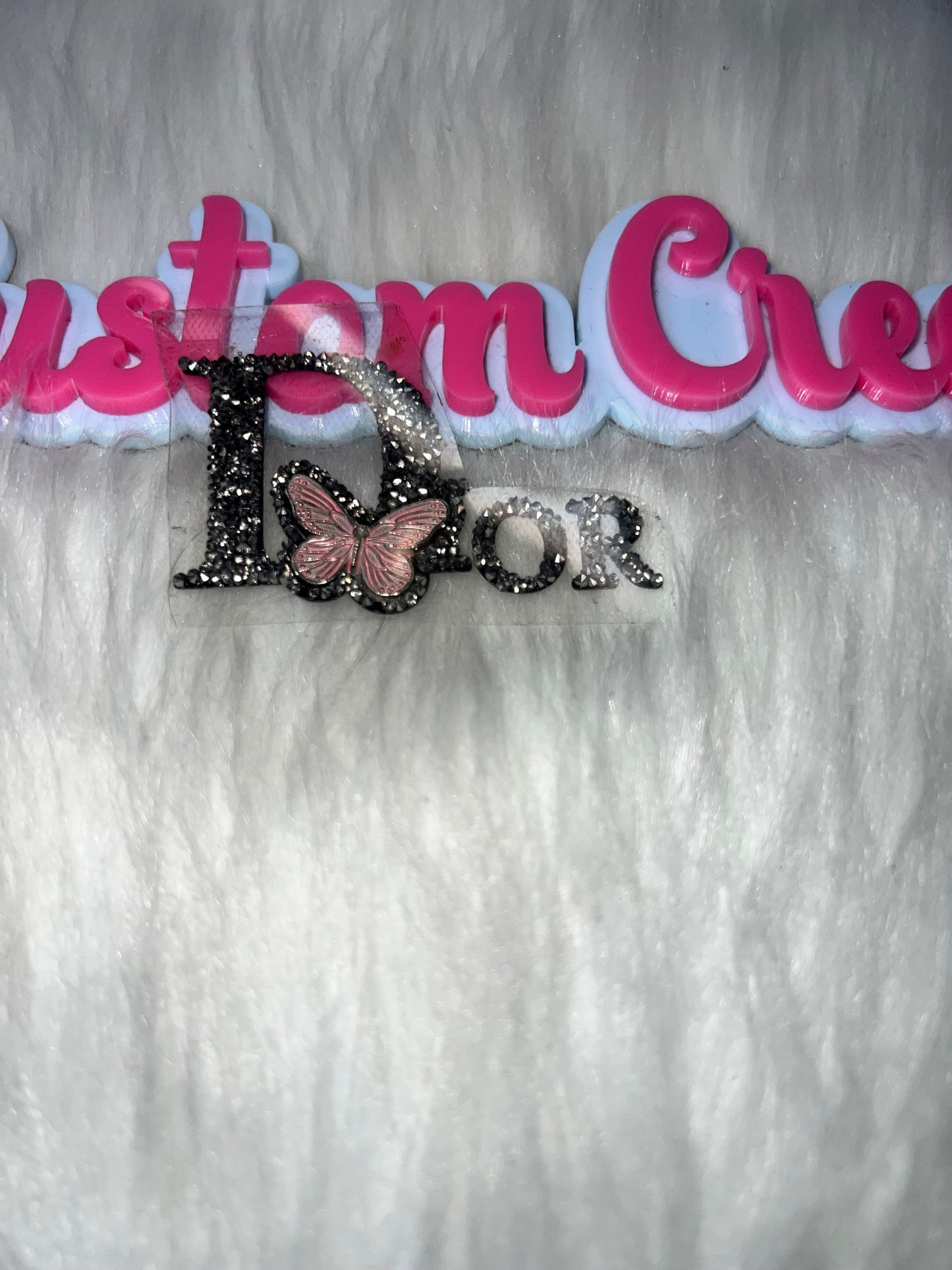 🖤 ✨ Crystal Couture Word Patch with Butterfly Accent