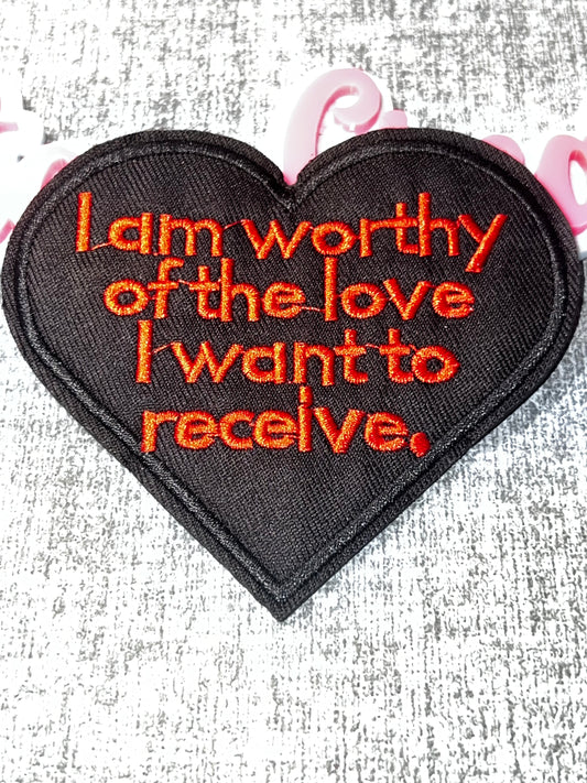 “I Am Worthy” Affirmation Patch – Heart Embroidered