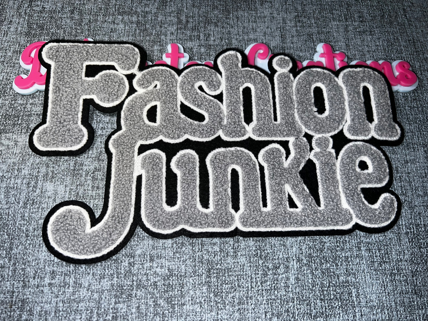 Silver Fashion Chenille Text Iron-On Patch – Bold Letter Applique