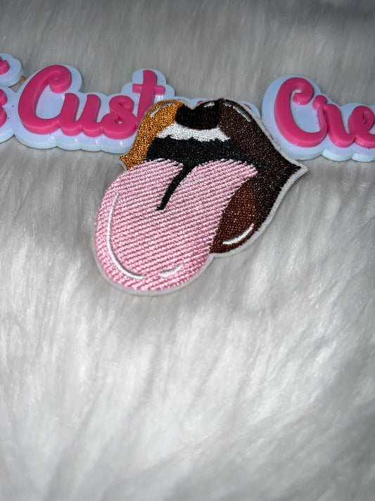 Pink Tongue Lips Patch – Iron On