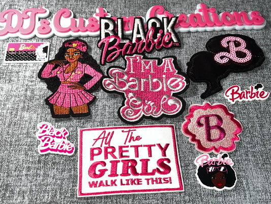 Pink Fashion Girl Embroidered Patch Bundle
