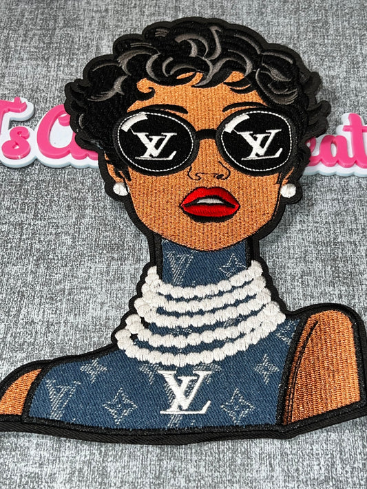 Fashion Girl Embroidered Patch – Pearl Statement Applique