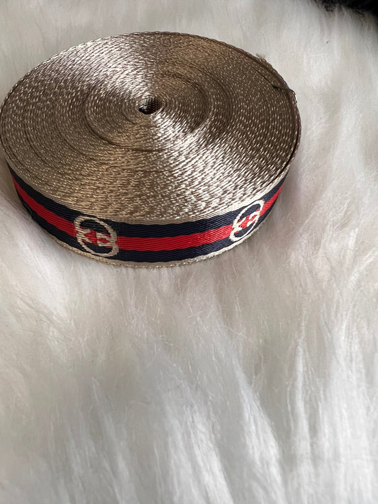 Navy Blue Red GG Ribbon