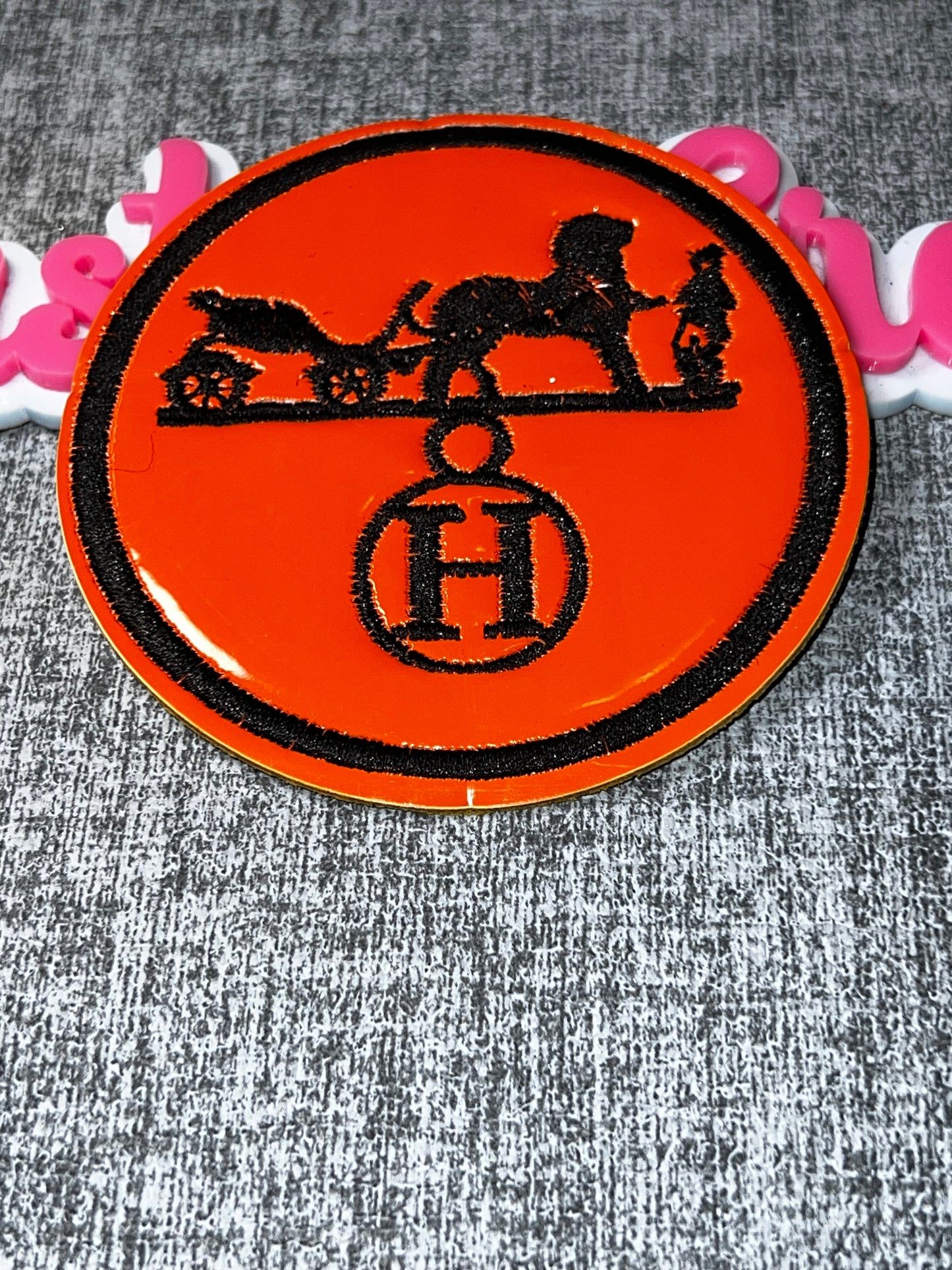 Orange Horse Carriage Embroidered Patch – Luxe Inspired Fashion Patch – Iron On Applique – Approx. 4 Inch