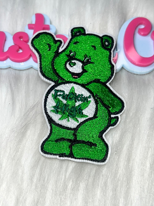 Green Bear F** High Embroidered Iron-On Patch