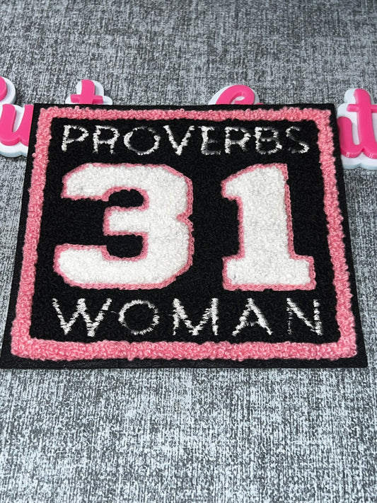 Proverbs 31 Woman Chenille Patch – Faith Iron On Patch, Christian Patch, Jacket Patch, DIY Clothing Applique