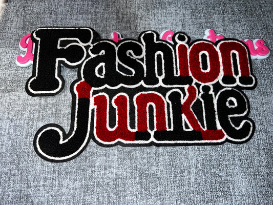 Color Block Fashion Chenille Text Iron-On Patch – Statement Applique