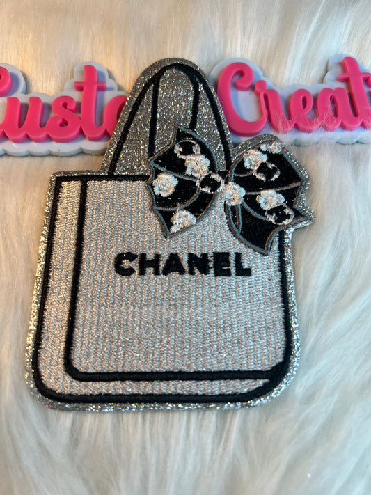 White Silver Black CC purse