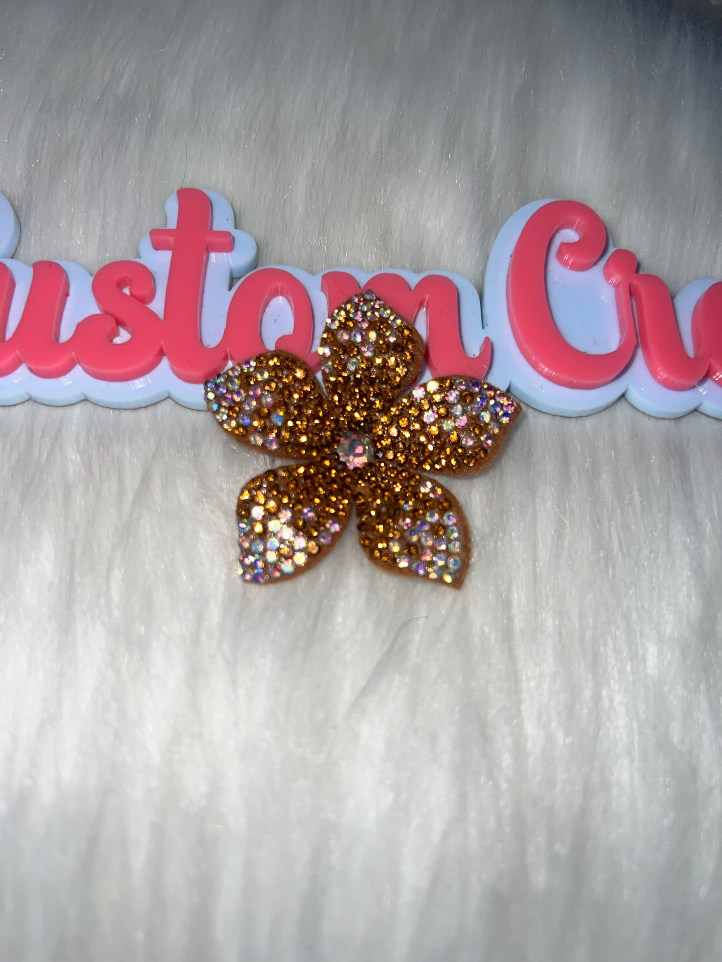 🧡 Amber Gold Rhinestone Flower Patch