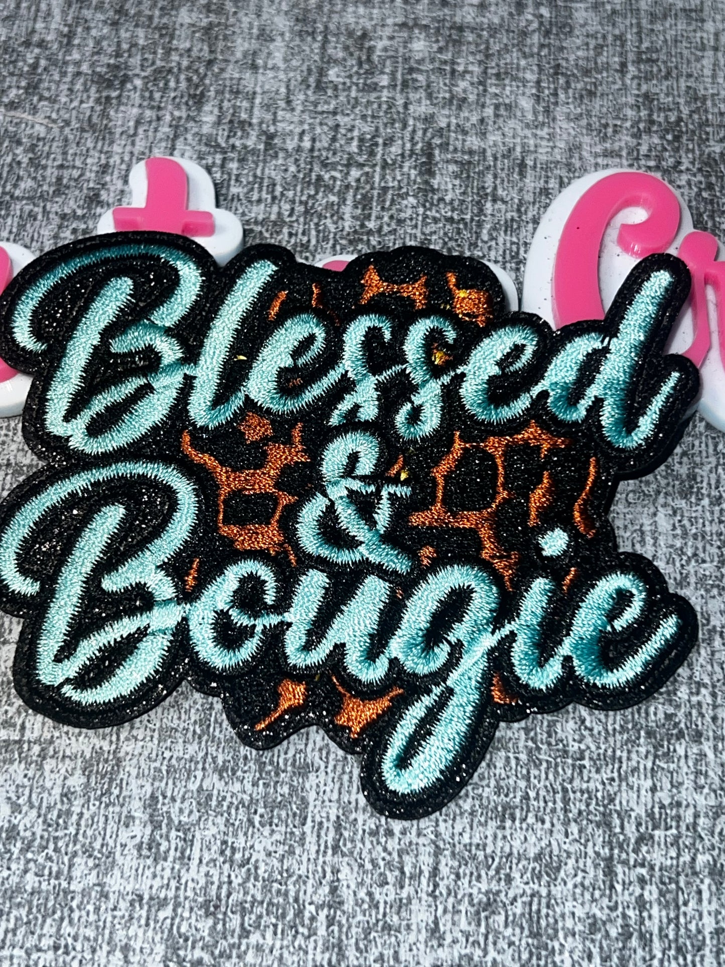 Blessed & Bougie Embroidered Iron-On Patch | Inspirational Statement Appliqué