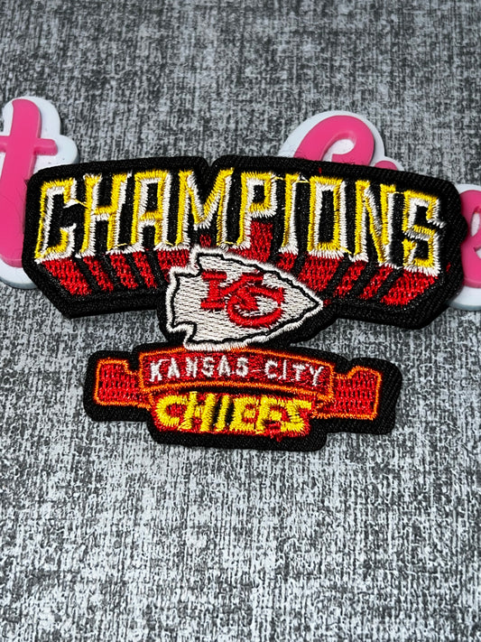 Red Gold Champion Letter Embroidered Iron-On Patch | Statement Appliqué
