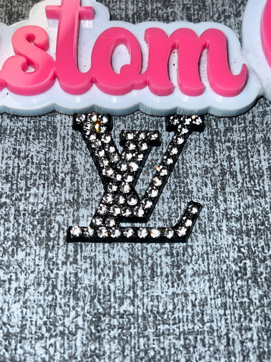 Black Rhinestone Letter Luxe Flat Back Metal Charm – Full Bling DIY Charm