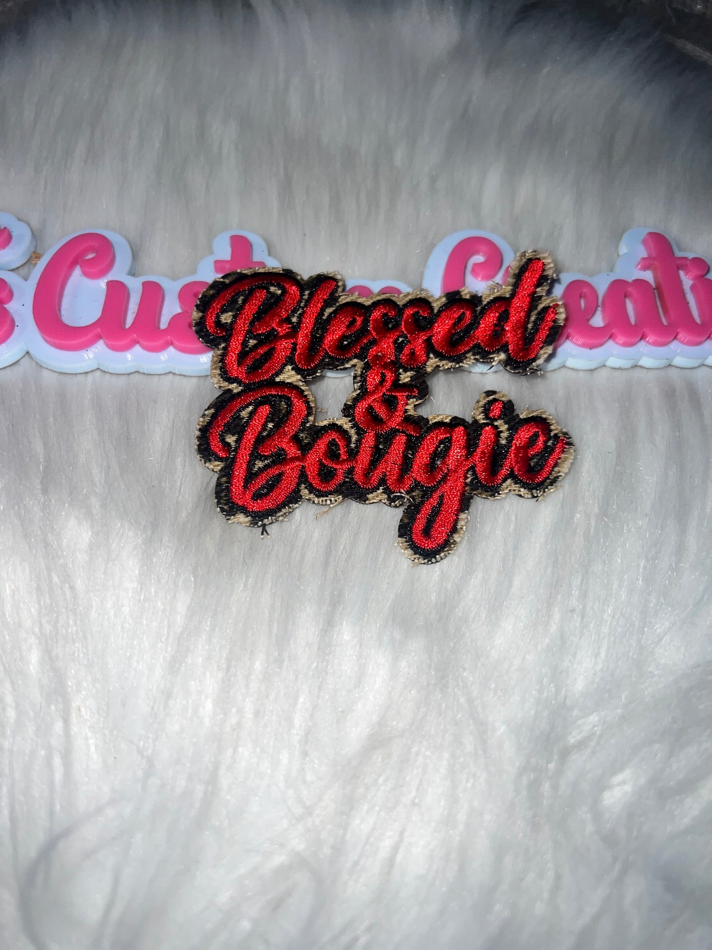 “Blessed & Bougie” Patch – Red/Black/Gold Border