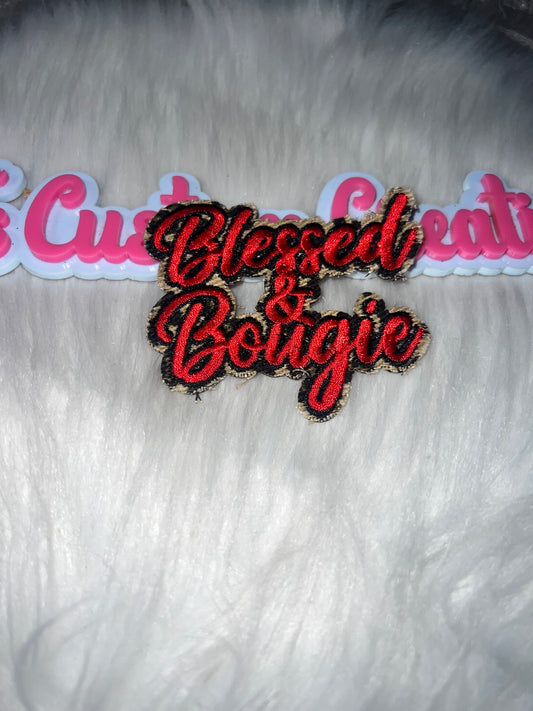 “Blessed & Bougie” Patch – Red/Black/Gold Border