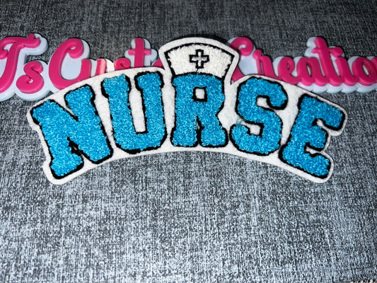 Nurse Iron-On Patch – Blue Chenille Embroidered Medical Patch