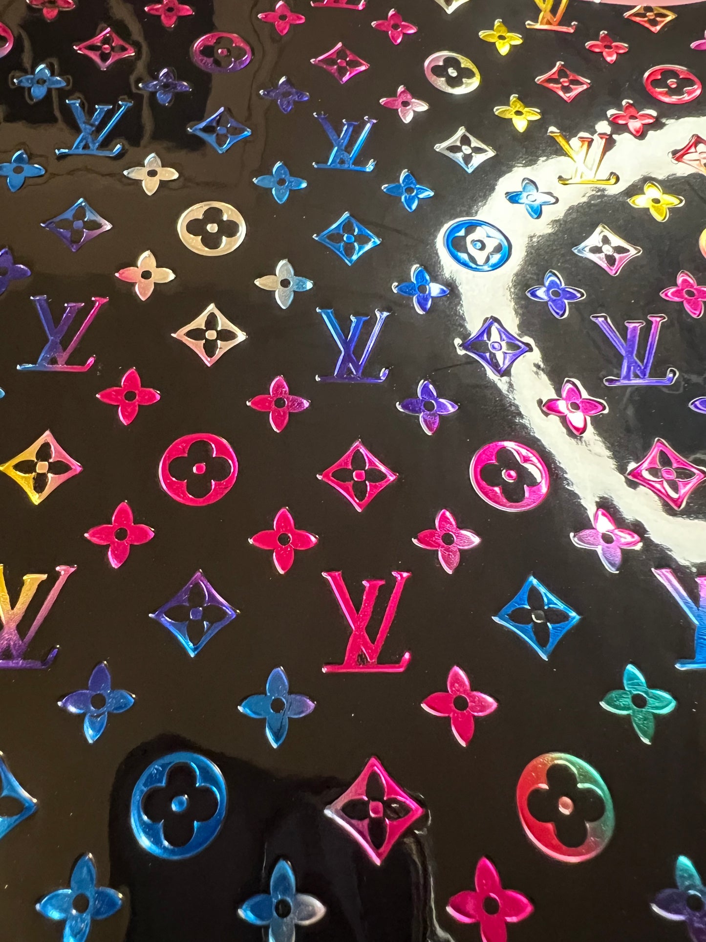 Black Colorful LV Embossed