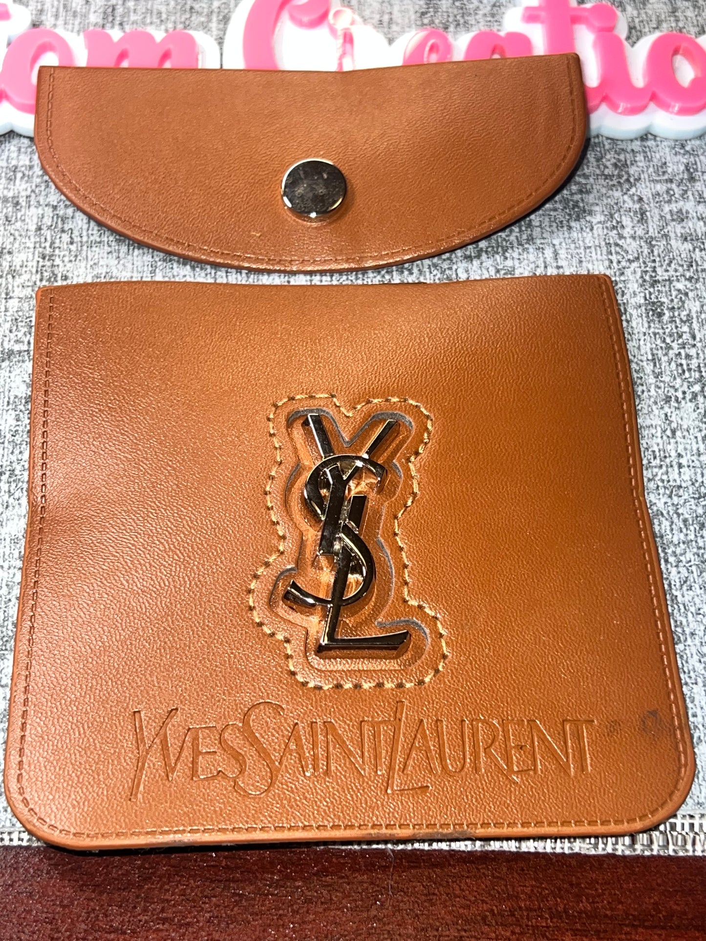 Brown Luxe Faux Leather Pocket – Snap Closure Designer Style Craft Pocket