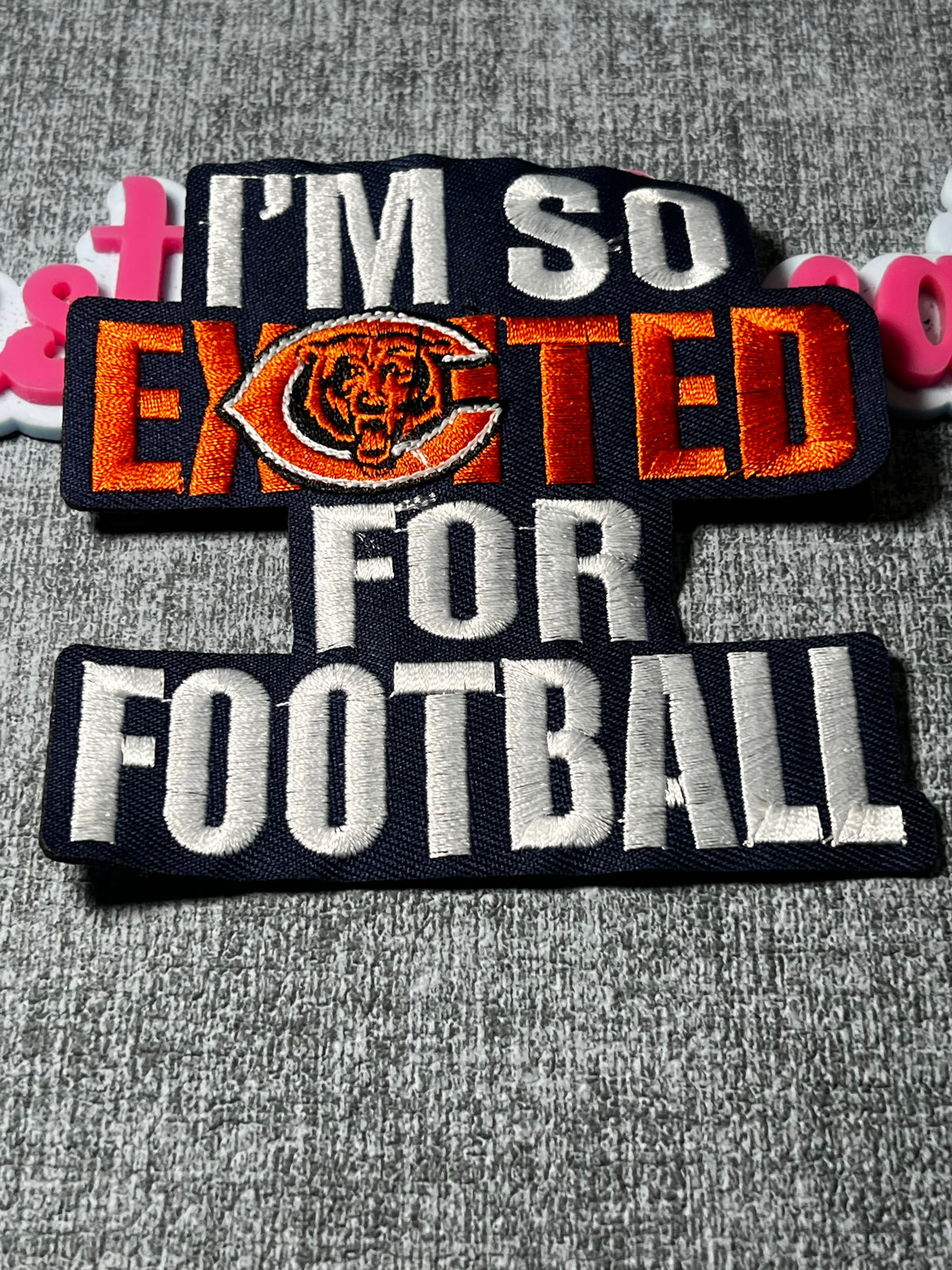 Navy Orange Excited Game Day Quote Patch – Embroidered Iron On Applique