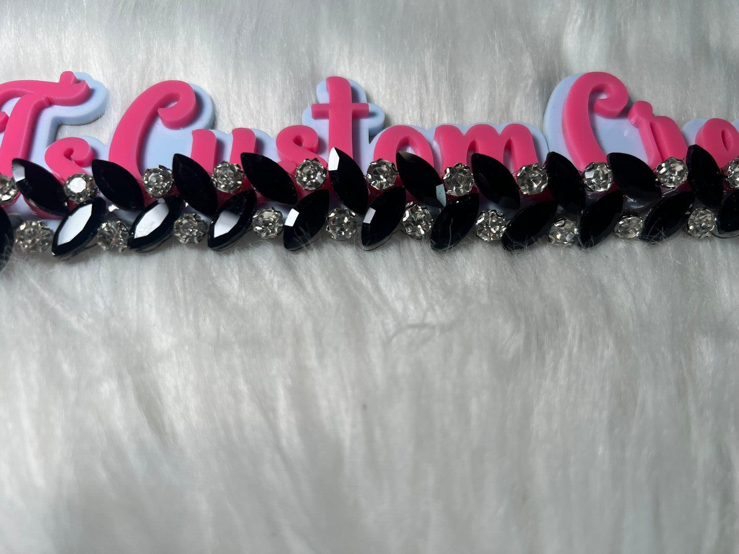 🖤 Black Crystal Bling Chain (12”) – Iron On