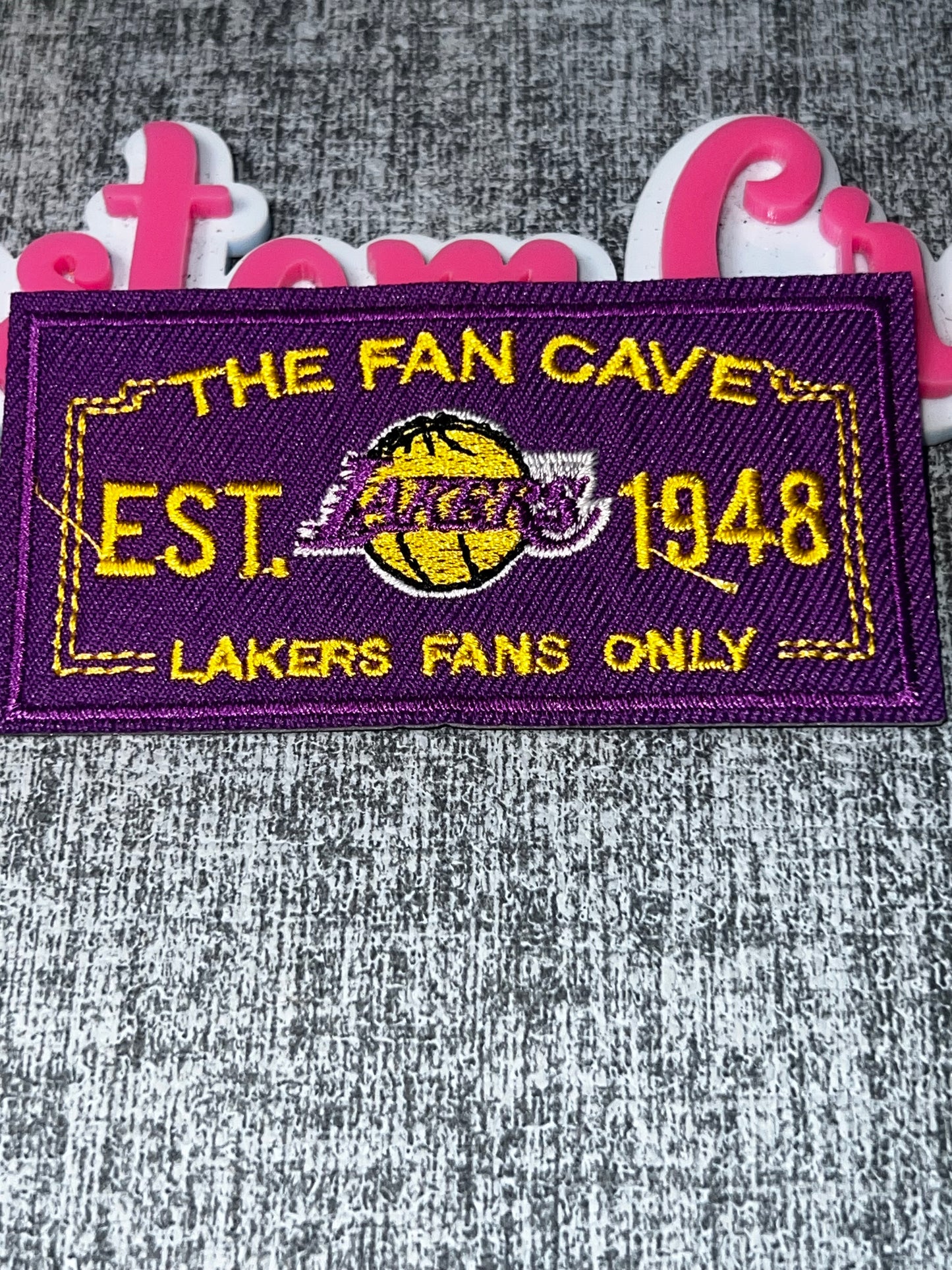Purple Fan Cave Embroidered Iron-On Patch | Decorative Banner Appliqué