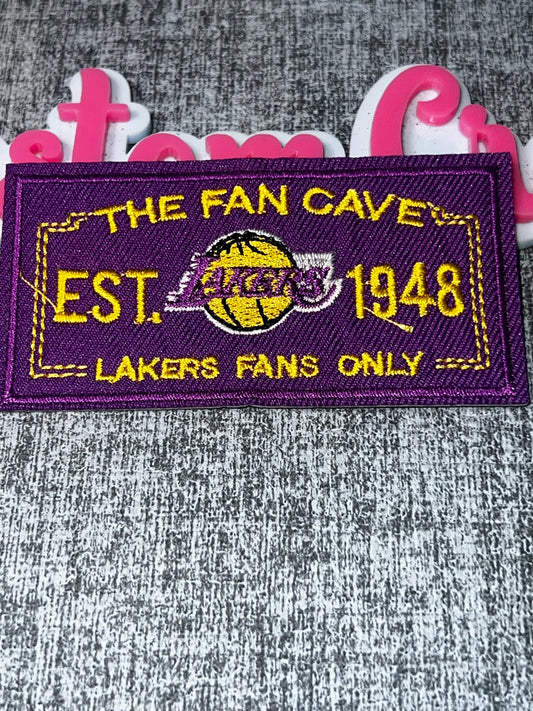 Purple Fan Cave Embroidered Iron-On Patch | Decorative Banner Appliqué