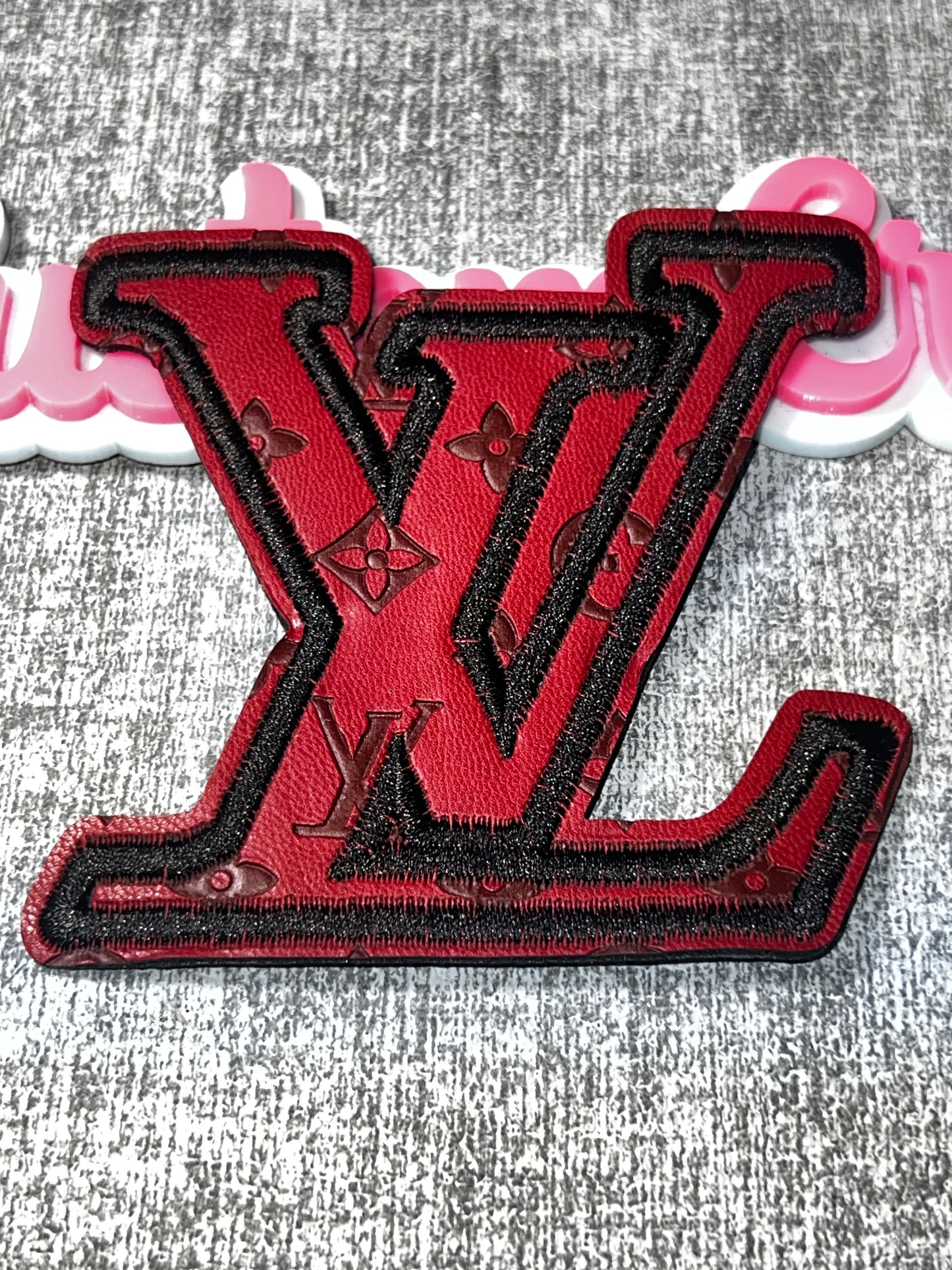 Red Luxury Style Letter Patch – Faux Leather Embroidered Iron On Patch, Designer Inspired Applique