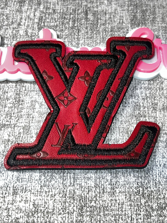Red Luxury Style Letter Patch – Faux Leather Embroidered Iron On Patch, Designer Inspired Applique