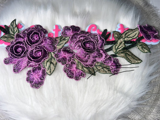 Purple 3D Rose Floral Appliqué