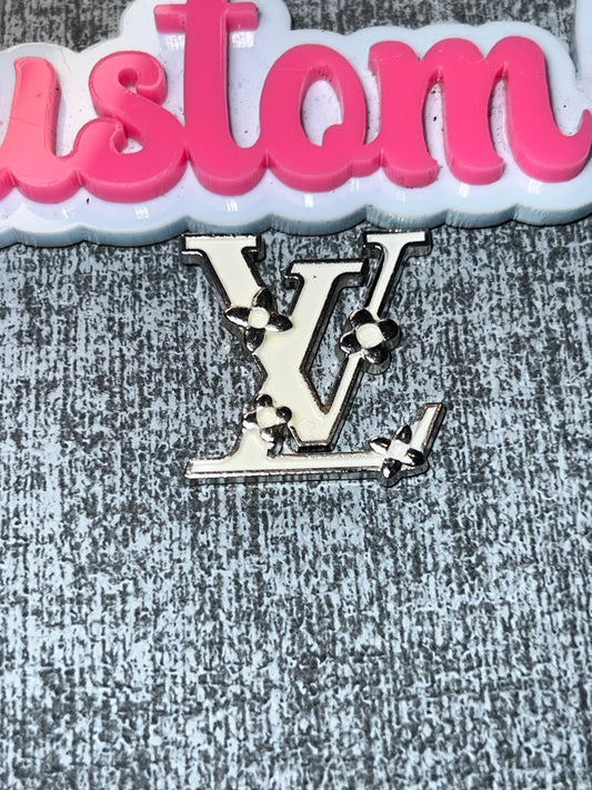 White Floral Letter Luxe Flat Back Metal Charm – Chic DIY Embellishment