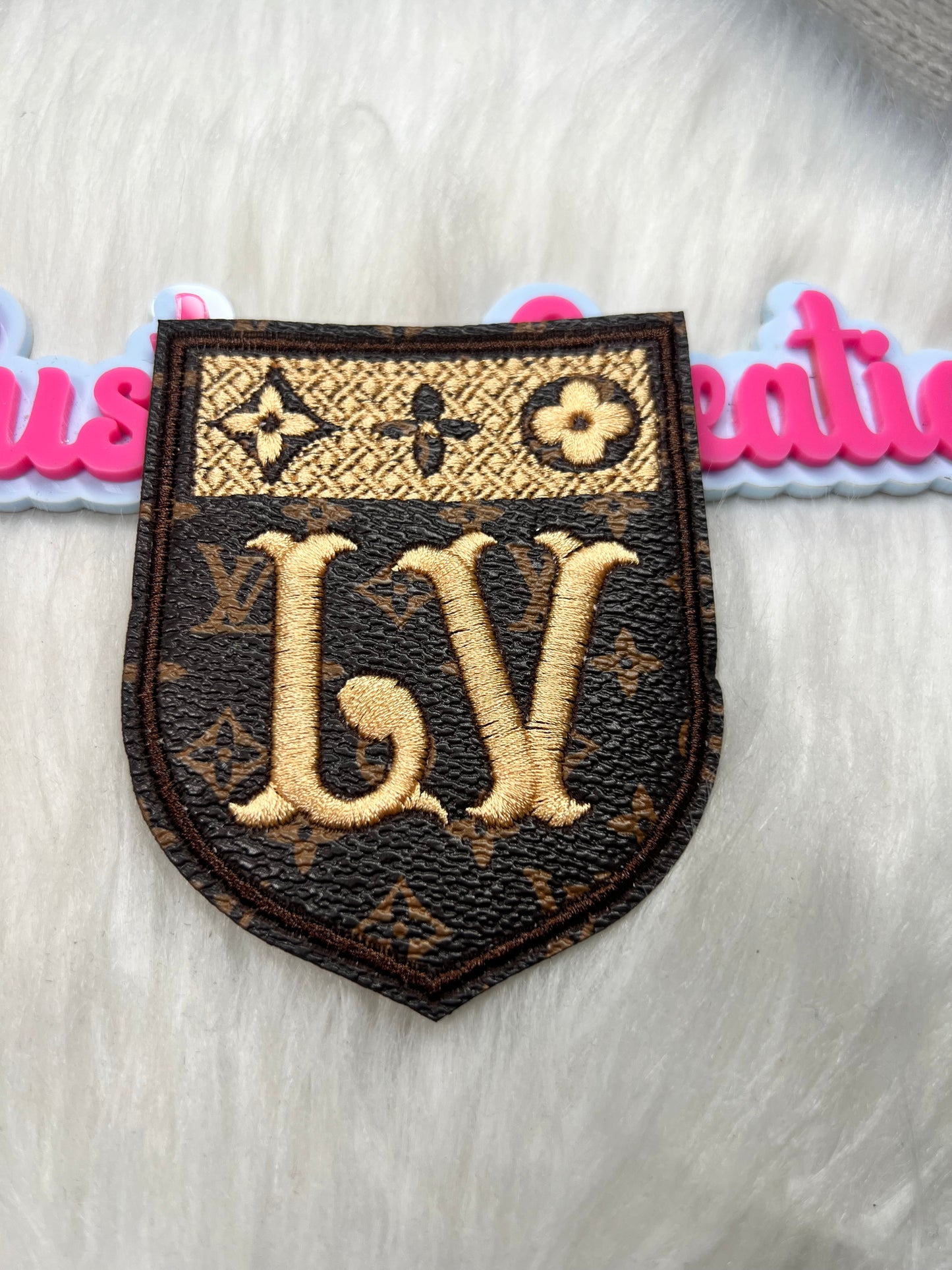 Luxury Shield Monogram Patch – Brown & Gold