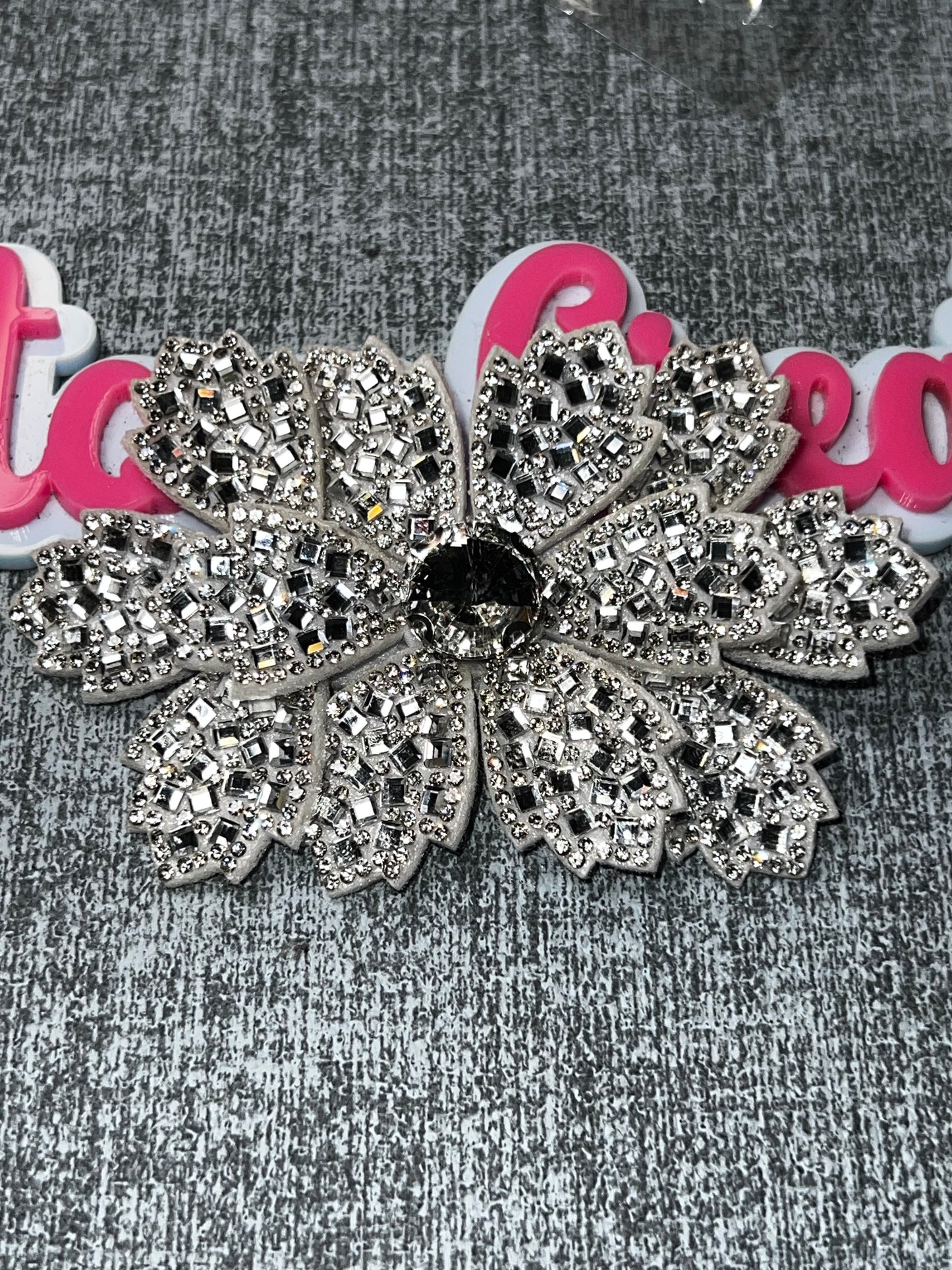 Silver Rhinestone Flower Applique – Crystal Floral Embellishment Patch