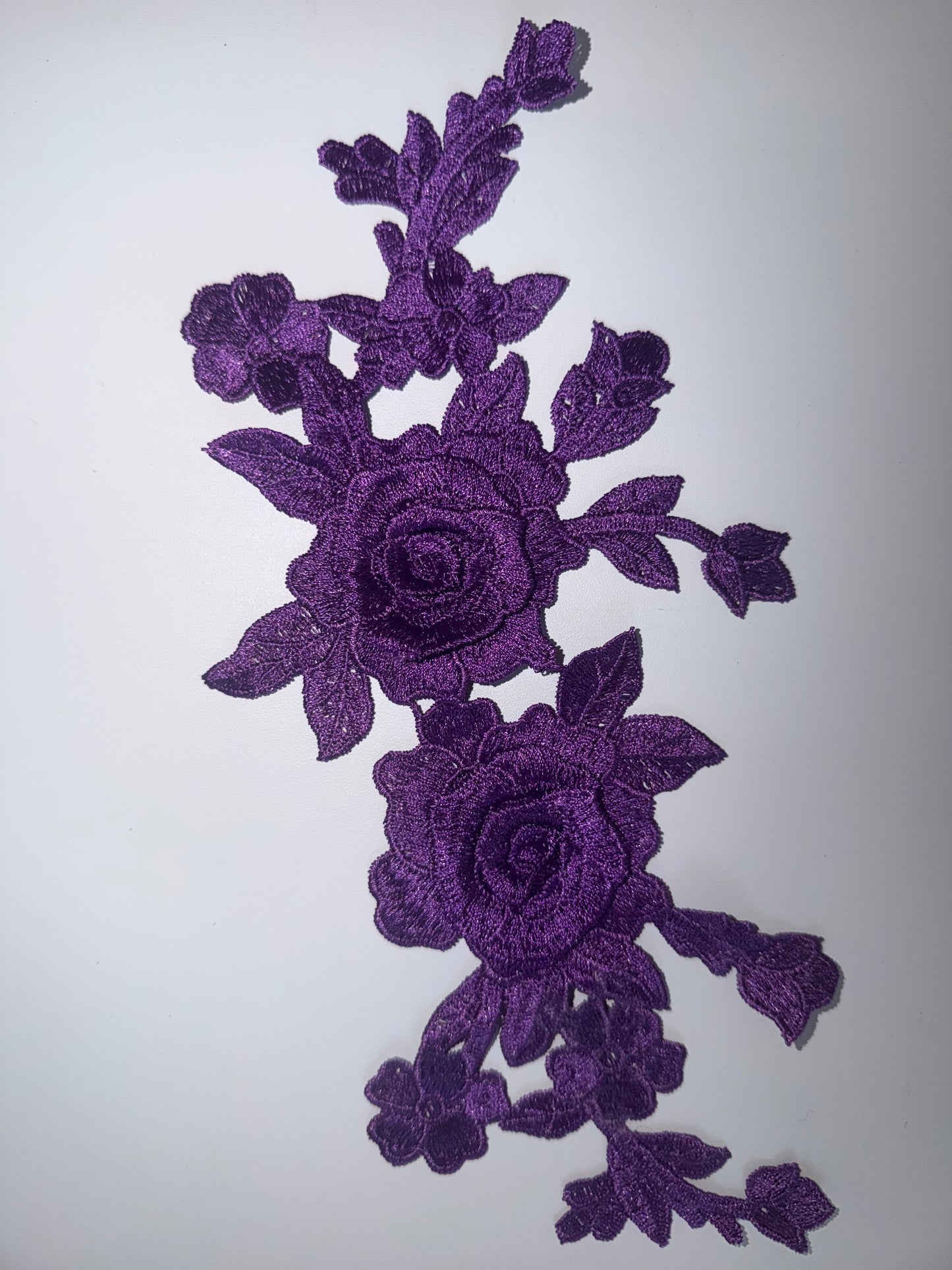 Purple Floral Embroidered Iron-On Appliqué