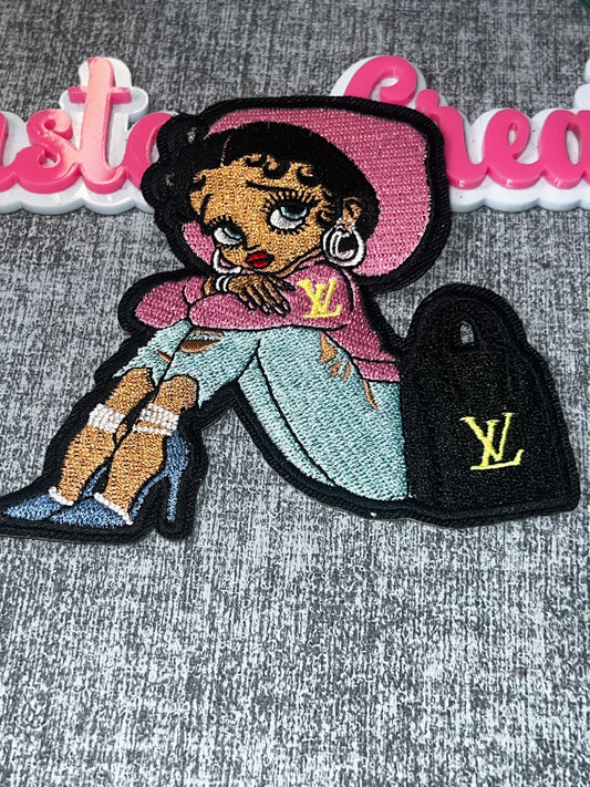 Pink Glam Doll Embroidered Patch – Fashion Girl Applique