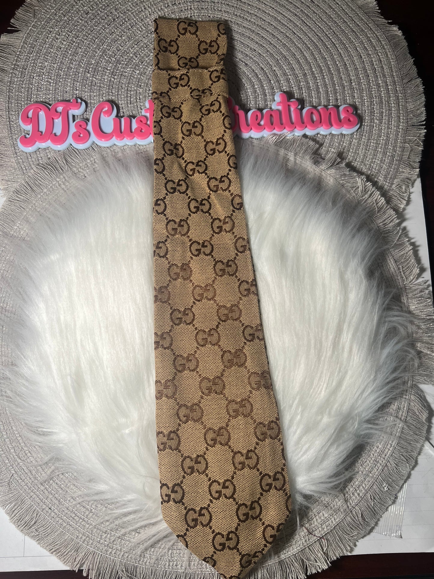 🤎 Designer-Inspired GG Tan Tie