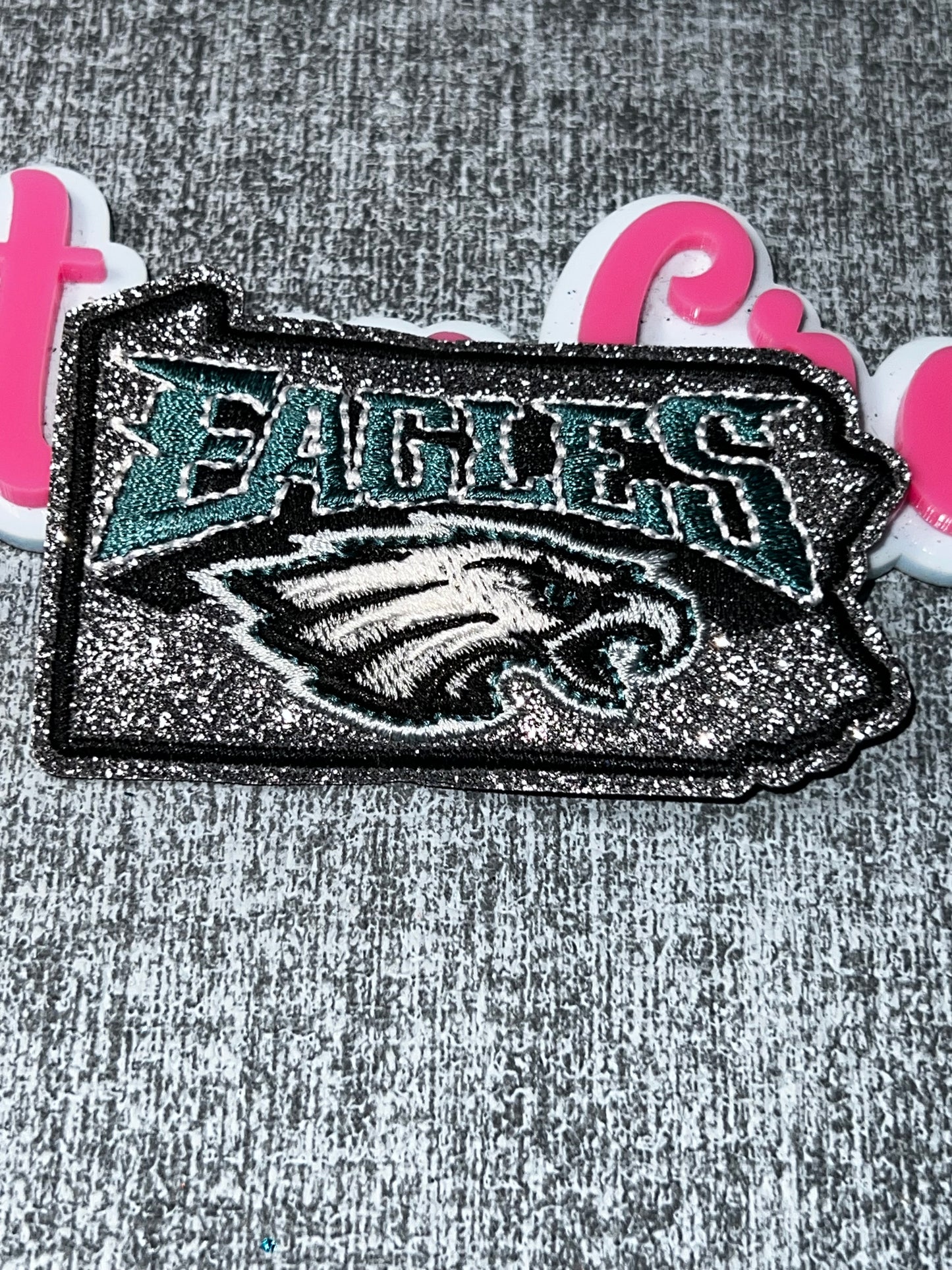 Silver Glitter Bird State Embroidered Iron-On Patch | Statement Appliqué