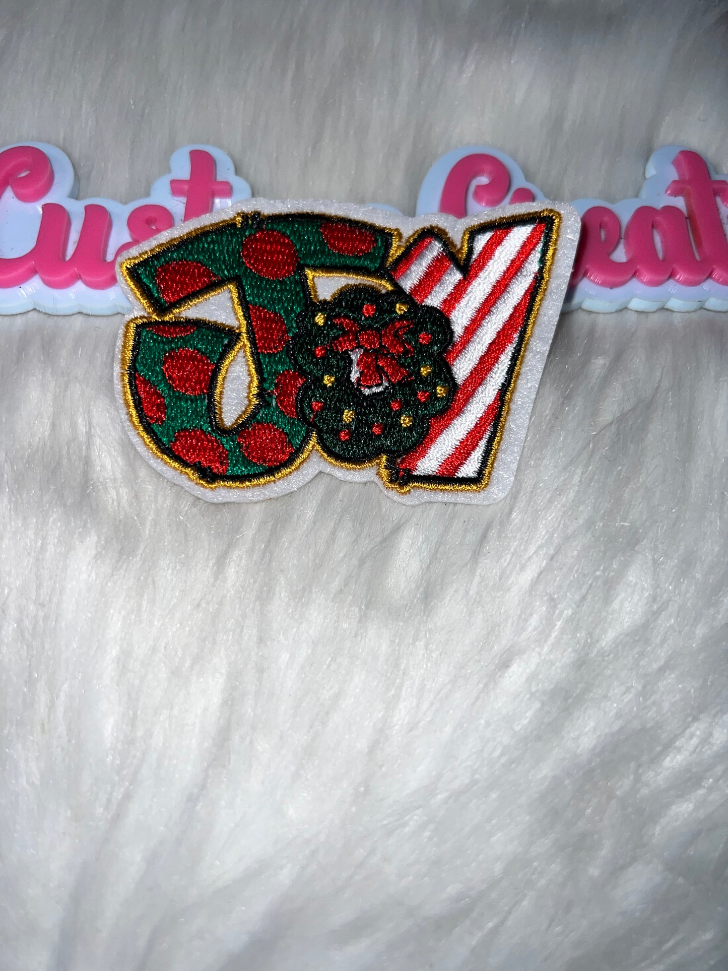 JOY Christmas Patch (Polka Dot J + Wreath O) – Iron On