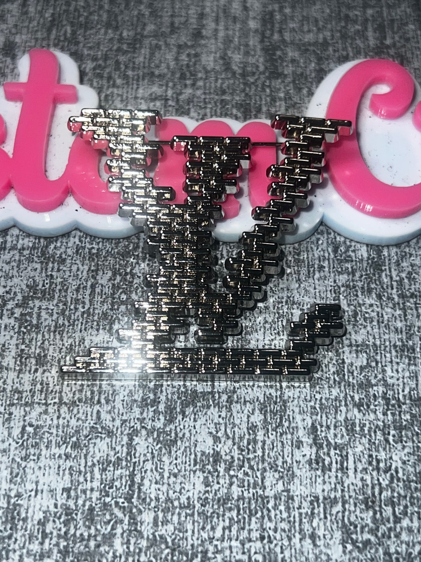 Silver Textured Letter Brooch Pin | Fashion Statement Metal Lapel Pin