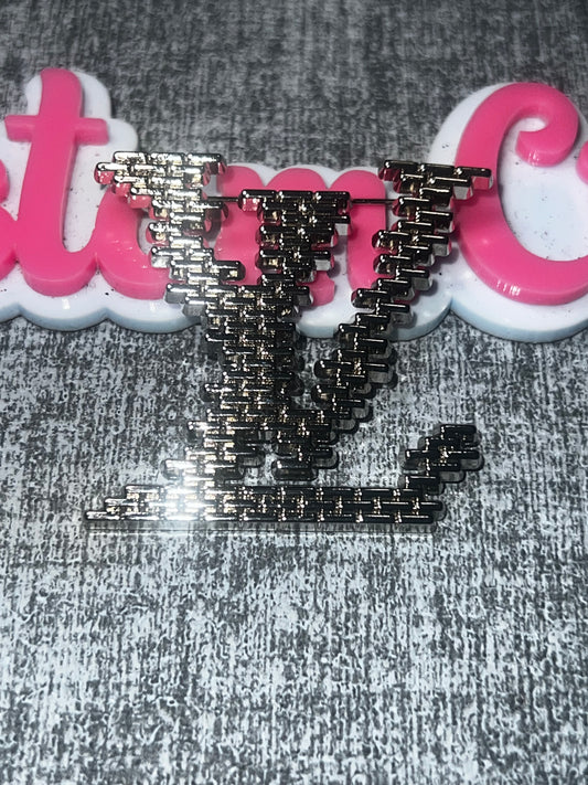 Silver Textured Letter Brooch Pin | Fashion Statement Metal Lapel Pin